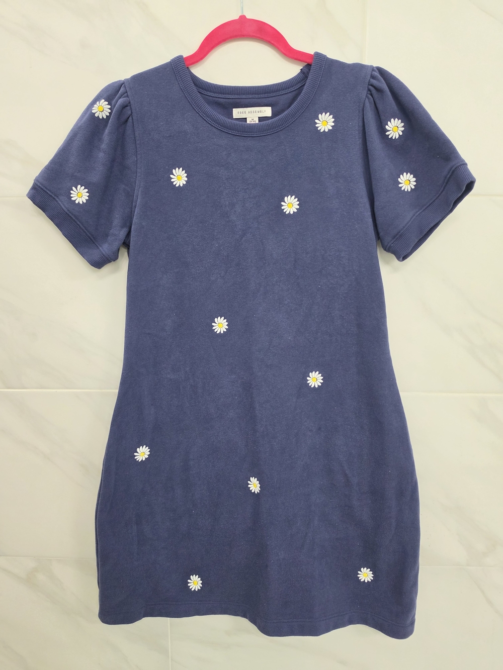 Navy Daisy Embroidered Mini Dress